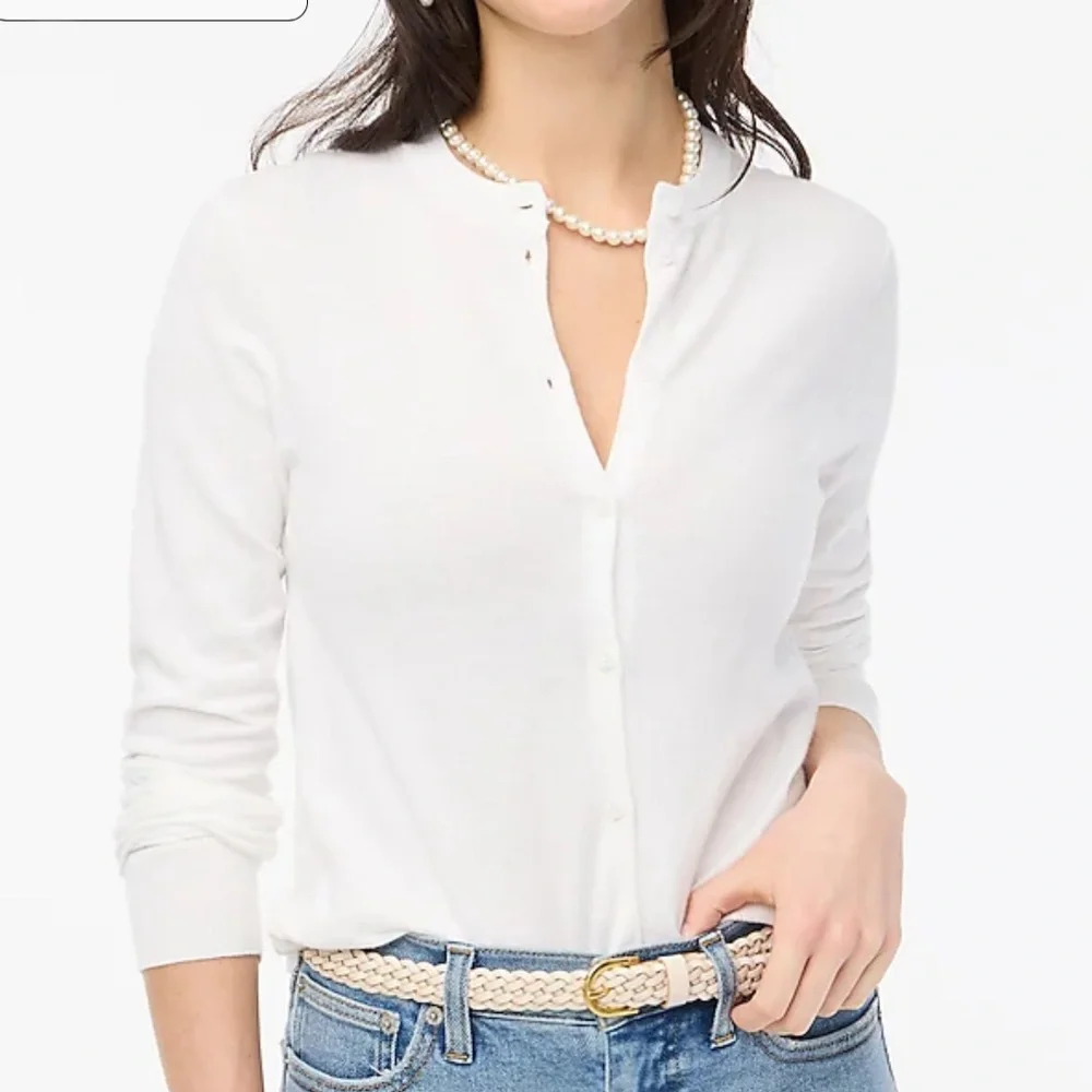 J crew Classic cotton cardigan sweater white